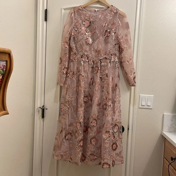 NWT Mac Duggal woman's floral pink beaded gorgeous gown - Picture 2 of 14